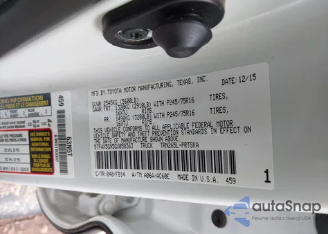 2016 Toyota Tacoma Sr из США, поврежденный, VIN 5TFAX5GN5GX058363